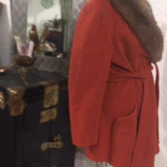 Vintage wool coat fur collar - Picture 4 of 6